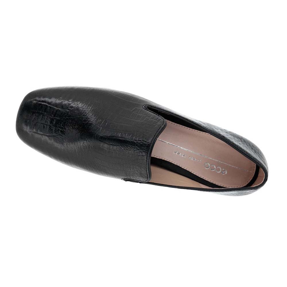 Women's Ecco Anine Squared Smoking Loafers Black | SG 154GSO